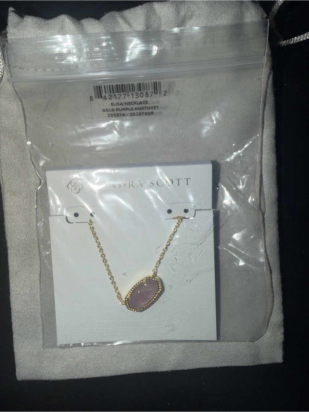 Kendra Scott Gold Necklace with Lavender Stone